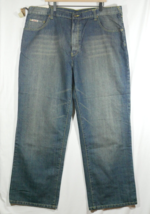 VTG Attitude Jeans Mens 46x33 Blue Wide Leg Baggy Big Pockets Hip Hop Y2... - £39.95 GBP