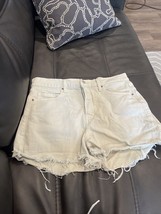 Old Navy Distressed Sky-Hi High Rise A-Line Beige Cut-Off Jean Shorts 90... - $18.00