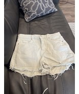 Old Navy Distressed Sky-Hi High Rise A-Line Beige Cut-Off Jean Shorts 90... - $18.00