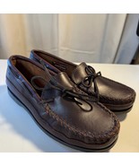 Minnetonka Moccasins Dark Brown Lariat Leather Essential Hardsole Moc Me... - $41.23 CAD