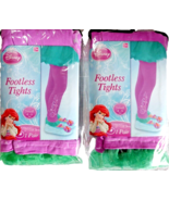 2 Packs DISNEY Princess Ariel Footless Tights Purple/Green Lace Ankle ~ ... - £10.18 GBP