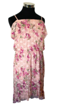 Multicolor Floral on Pink Maxi Dress Size Large  Cold Shoulder Lined Elastic - £15.12 GBP