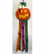 SNOOPY PEANUTS 3-D YARD 4 ft WINDSOCK FLAG Vtg Halloween Pumpkin Bats On... - $94.34 CAD