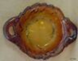 Vintage Tiara Indiana Glass  Pear Handled Relish Dish Bowl Burnt Honey Amber - £14.19 GBP