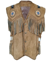 Western Wear Handmade Plains Indian Beaded Suede Hide American Vest Cowb... - $78.87+