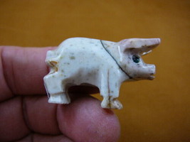 (Y-PIG-ST-43) PIG white carving baby pigs piglet SOAPSTONE PERU FIGURINE... - $8.59