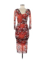 Fuzzi Size M Red Floral Ruched Form Fitting Bodycon Dress NWT MSRP $580 - £140.22 GBP