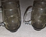 Vintage Libbey Tempo Brown Smoke Glass - Open D Handle Mug 1960&#39;s Set Of 2 - £24.10 GBP