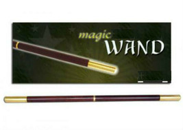 PRO Magic Wand DELUXE 13.5&quot; Brown Wood &amp; Golden BRASS Tips MID SPLIT Hea... - £35.37 GBP