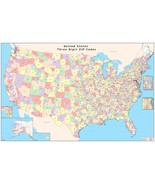 USA 3 Digit Zipcode Laminated Wall Map (City Version) - £154.12 GBP