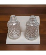 Glass Diamond Pattern Salt Pepper Shakers Glass Dome Round 3&quot; H Mid Century - £14.41 GBP