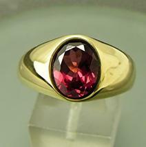 3Ct Brilliant Oval Cut Red Garnet Mens Solitaire Ring 14K Yellow Gold Finish - £81.63 GBP