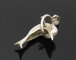 925 Sterling Silver - Vintage Dolphin Leaping Through Hoop Pendant - PT11605 - £37.88 GBP