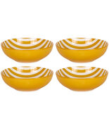 Set Of Four 7in Yellow Cabana Stripe Pasta or Dinner Bowls - $44.55
