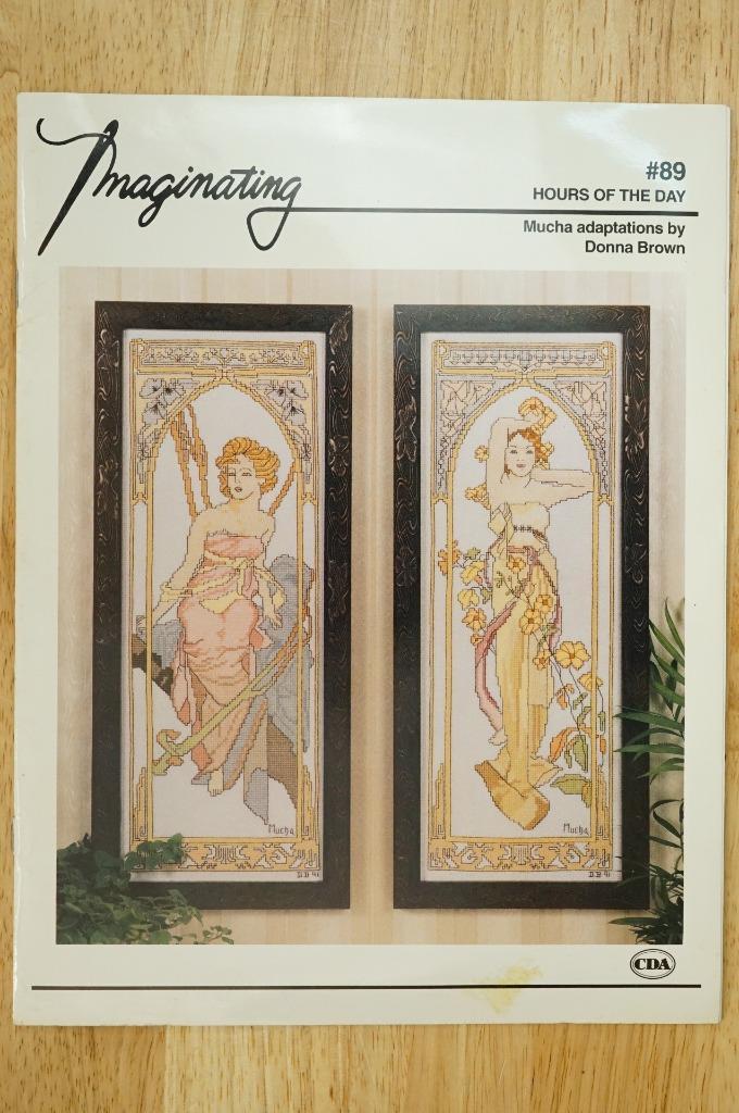 Imaginating Hours of The Day Art Mucha Nouveau Donna Brown Cross Stitch ... - $24.74
