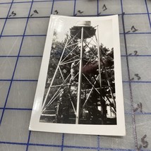 Vintage Black And White Photo Man Climbing Water Tower - £9.11 GBP