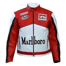 Men&#39;s Marlboro Motorcycle Biker Racing Rare Cowhide Leather Jacket White... - £99.32 GBP+