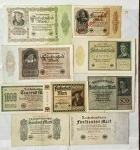 GERMANY SET OF 9 BANKNOTES 100 - 1 000 000 MARKS FROM 1922 CIRCULATED RARE - £36.26 GBP