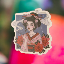 Maiko Japanese Geisha Kimono Flowers Sticker - £2.36 GBP