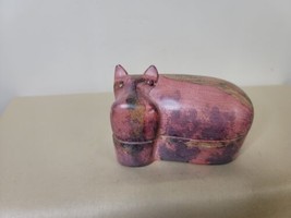 Hippopotamus Treasure Box Soapstone Hand Carved Kenya Africa 4.5 Inches - $24.75