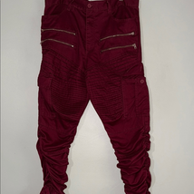 Red Cargo Jogger Pants with Elastic Ankle Cuffs - $11.76