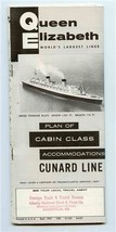 Queen Elizabeth Worlds Largest Liner Cabin Class Accommodation Plan Cuna... - £21.85 GBP