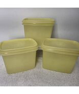 Set of 3 Vintage Tupperware 1243-11 Yellow Shelf Saver Container &amp; Lids ... - $11.87
