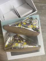 New Robeez  &quot;Sun rainbow clouds&quot; silver leather soft sole shoes,0-6 mo, NIB - £21.35 GBP