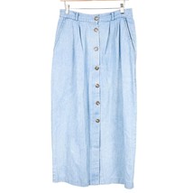 On the Verge VTG Denim Skirt 14 Womens Light Blue Button Down Pockets Mo... - £18.44 GBP