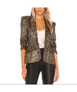 NWT NBD “Gemma” Blazer in black/gold leopard print size XS metallic holiday - €64,23 EUR