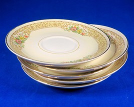 1940s Homer Laughlin Eggshell Nautilus Saucers Floral Ivory Plates Set of 5 - $29.70