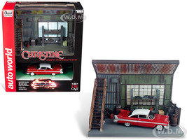 1958 Plymouth Fury Red with &quot;Darnell&#39;s Garage&quot; Scenic Display Diorama from &quot;Chri - £70.81 GBP