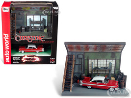 1958 Plymouth Fury Red with &quot;Darnell&#39;s Garage&quot; Scenic Display Diorama fr... - $89.99