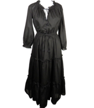 Chelsea &amp; Violet Size XS Black Ruffled Tiered Cotton Boho Midi Peasant Dress - £51.51 GBP