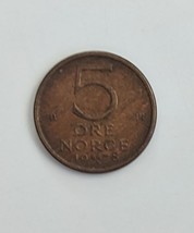 1978 Norway 5 ore Norge Bronze Coin - £1.53 GBP