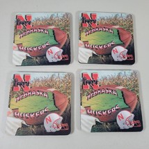 Nebraska Huskers Coasters Drink Coasters 4&quot; x 4&quot; Lot of 4 Football - £10.74 GBP