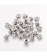 Star Beads Spacers Metal Antiqued Silver Celestial Sky 5mm Findings 20pcs - $6.84 CAD