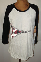 New Womens Designer True Religion Jeans Raglan USA Tee Shirt Top Logo M White NW - £69.28 GBP