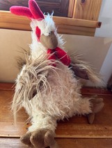 Large Mary Meyer Cream w Tan &amp; Red Plush Pudge Rooster Chicken Stuffed Animal – - £11.73 GBP