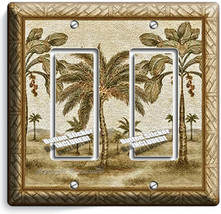 Exotic Paradise Island Palm Trees Double Decora Rocker Light Switch Cover Plates - £11.32 GBP