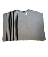 NY &amp; Co Poncho Sweater One Size Pullover Gray / Black Graphic Stripe Lig... - £10.05 GBP