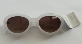 White Sunglasses Flat Lens Vintage Retro Plastic Frame Women Mod Goth - £7.47 GBP