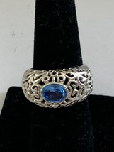 Light Blue Rhinestone Ring 925 Silver Size 7.5 - $15.00