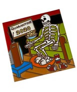 Hand Glazed Decorative Tile Quarantine 2020 Skeleton Pandemic TV Remote ... - $454.78 MXN