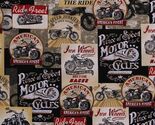 FAT QUARTER (18" x 22") Cotton Motorcycles Vintage-look Bikers Fabric M4... - $3.97