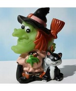 Vintage Black Cat &amp; Witch Figurine Rubber Bee Toys Halloween Decoration ... - €13,33 EUR