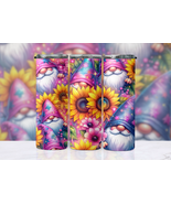 Gnomes and Sunflowers Pattern 20oz Skinny Tumbler Wrap, Sublimation Design - £3.28 GBP