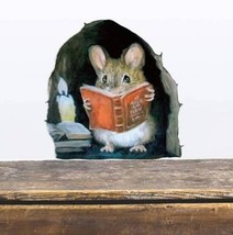 Mouse Wall Sticker, Cute Mouse with Book Self-adhesive Sticker 10x10cm - $4.33