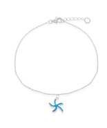 Sterling Silver Blue Inlay Opal Starfish Anklet - $50.45 CAD
