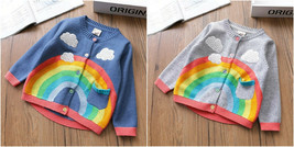 NWT Boutique Rainbow Girls Blue Gray Cardigan Sweater - £6.43 GBP